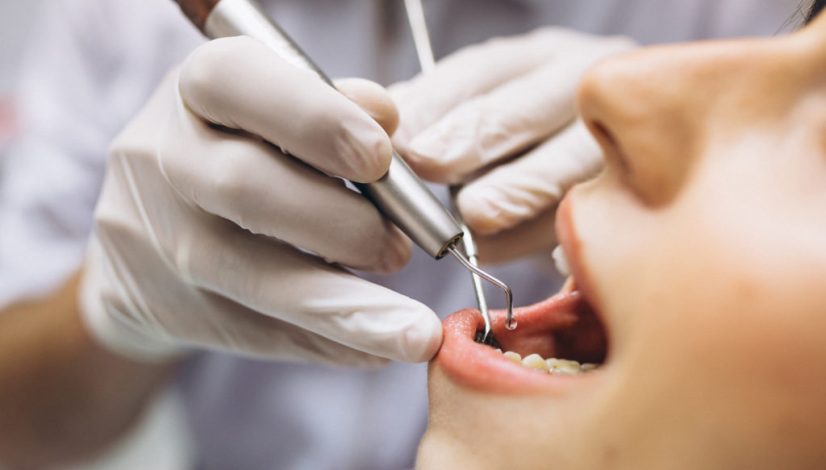 Woman patient at dentist