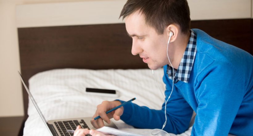 Studying with laptop